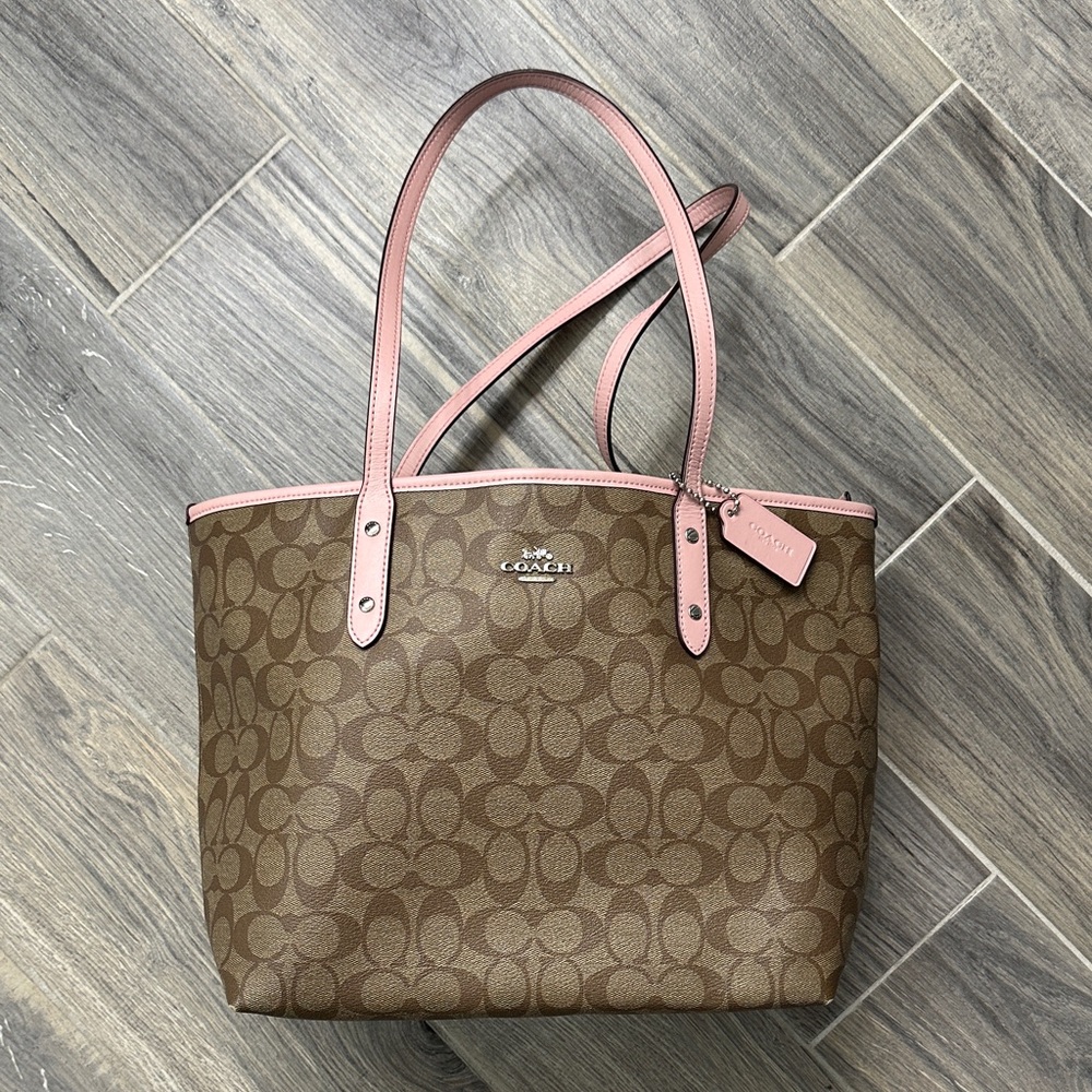 Coach Brown and Pink Tote Bag